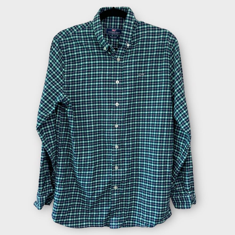 Boy’s Vineyard Vines long sleeve plaid shirt whale shirt XL/18 100% Cotton